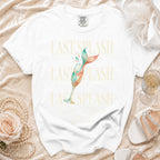 White t-shirt with "Last Splash" and mermaid tail design, Sarah's Bach.