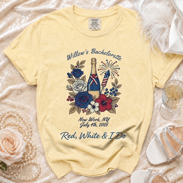 Red, White & I Do Bachelorette T-shirt in Butter