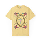 Yellow t-shirt with "Last Splash Sarah's Bach Malibu CA Summer 2016" and floral frame.