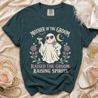 Mother of the Groom t-shirt featuring a ghost raising a champagne glass.