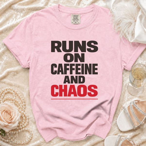 Caffeine & Chaos T-shirt in Blossom