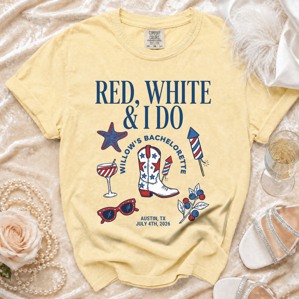 Red, White & I Do Bachelorette T-Shirt in Butter