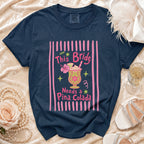 Navy t-shirt with "This Bride Needs a Pina Colada" text and graphic.