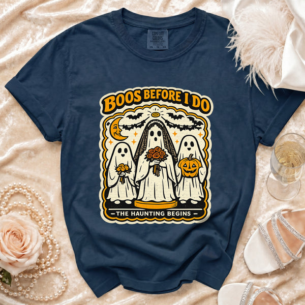 Boos Before I Do Spooky Bride T-Shirt in True Navy