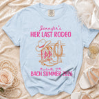 Light blue t-shirt with "Jennifer's Her Last Rodeo" graphic and "Nashville, TN Bach Summer 2026".