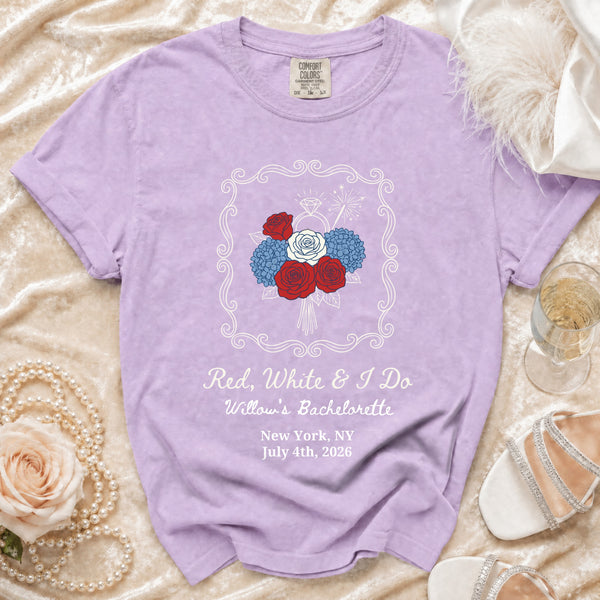 Red, White & I Do Celebration T-shirt in Orchid