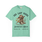 "Her Last Rodeo" t-shirt with cowboy boots and sunflowers, for Jennifer's Bach.