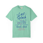 T-shirt with "Last Splash Sarah's Bach Malibu, CA Summer 2026" graphic.