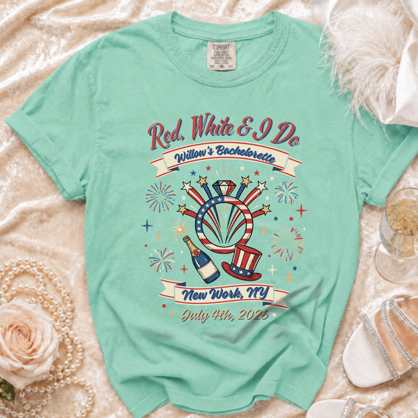 Red, White & I Do Bachelorette T-Shirt in Island Reef