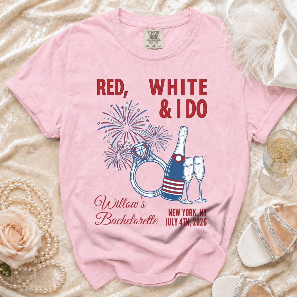 Red, White & I Do Willow's Bachelorette July 4th, 2026 t-shirt.