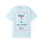 Light blue t-shirt with "Last Splash" cocktail graphic for a bachelorette party.