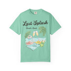 Mint t-shirt with "Last Splash" and beach accessories graphic.