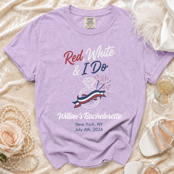 Red, White & I Do" Celebration T-Shirt in Orchid