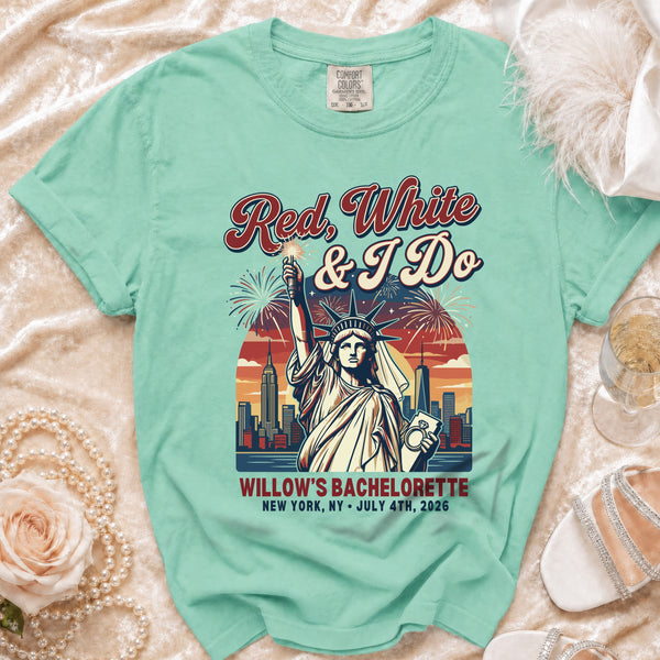 Patriotic Bride 'Red, White & I Do' T-Shirt in Island Reef