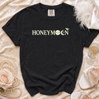 Black t-shirt with "HONEYMOON" text featuring moon and bat graphics.