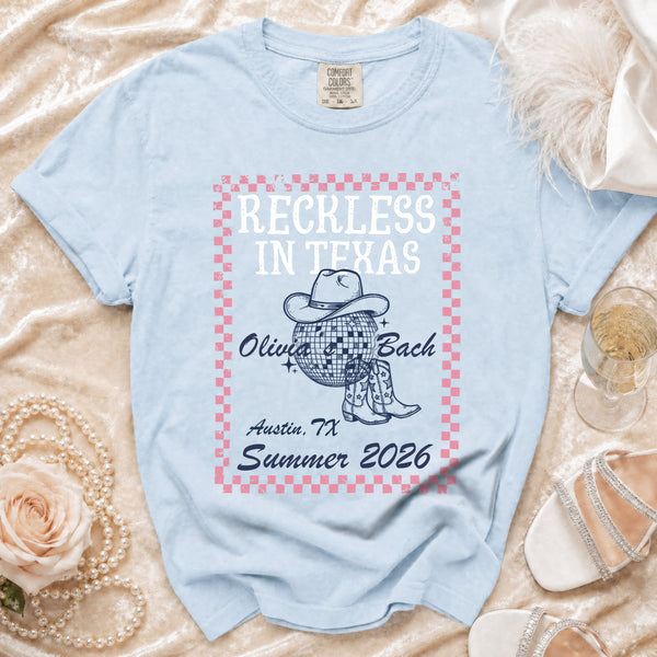 The Disco Cowgirl Bachelorette T-Shirt in Chambray