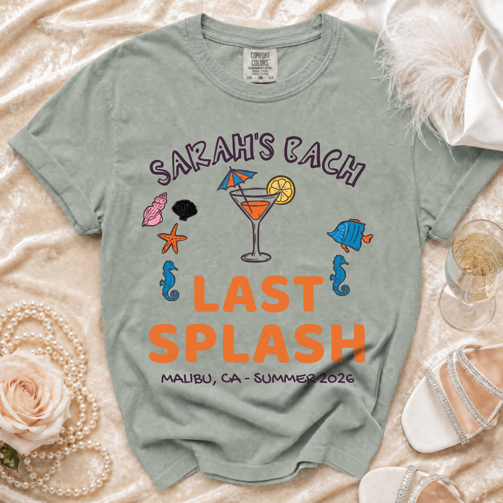 Comfort Colors t-shirt for "Sarah's Bach Last Splash" in Malibu, CA.