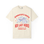 Cream t-shirt with "Jennifer's Bach Her Last Rodeo Nashville, TN Summer 2026" text.