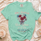 Mint green t-shirt for Willow's Bachelorette with "Red, White & I Do" and event details.