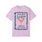 Pink t-shirt with "Sarah's Bach Last Splash Malibu, CA Summer 2026" graphic.