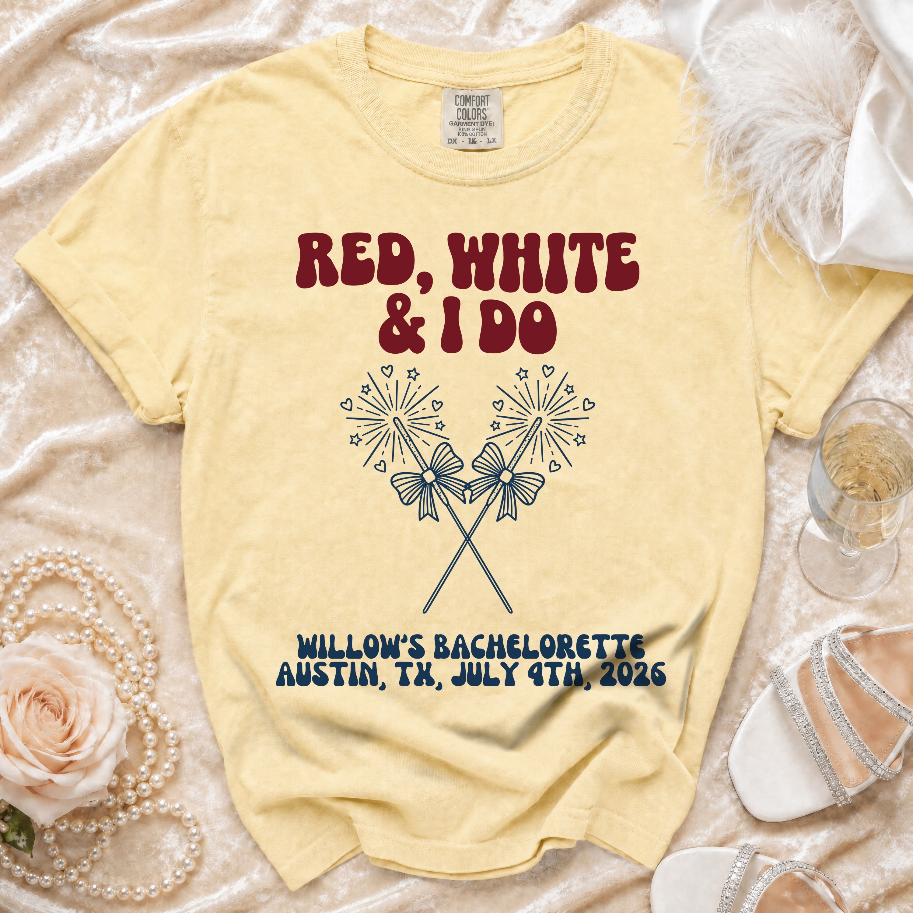 T-shirt for Willow's Bachelorette, Austin TX, July 9th, 2026.