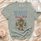T-shirt with "Reckless in Texas" and "Olivia's Bach" design.