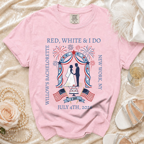 Red, White & I Do Bachelorette T-Shirt in Blossom