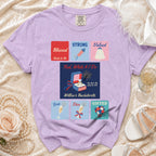 T-shirt with "Blessed Bride-to-Be" and "Red, White & I Do" bachelorette design.