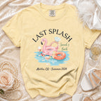 Yellow t-shirt with "Last Splash Savah's Bach" and Malibu, CA text.
