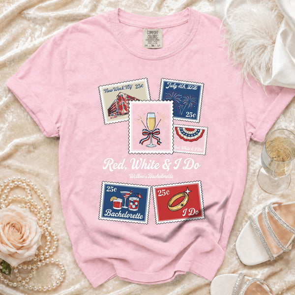 Festive American Stamps T-shirt in Blossom
