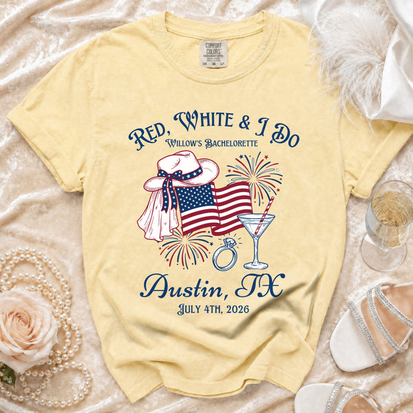 Red, White & I Do Celebration T-Shirt in Butter