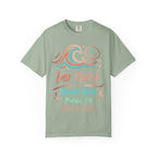 Light green t-shirt with "Last Splash, Malibu, CA Summer 2026" text and wave/shell graphic.