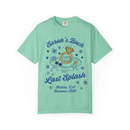 Sarah's Bach Last Splash tee, Malibu CA Summer 2026, with ring and pool.