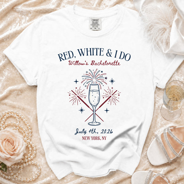 Red White & I Do Bachelorette T-shirt in White