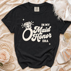 Black t-shirt with "In My Maid Honor Era" text and a ring graphic.