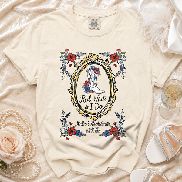 Red, White & I Do Bride T-Shirt in Ivory