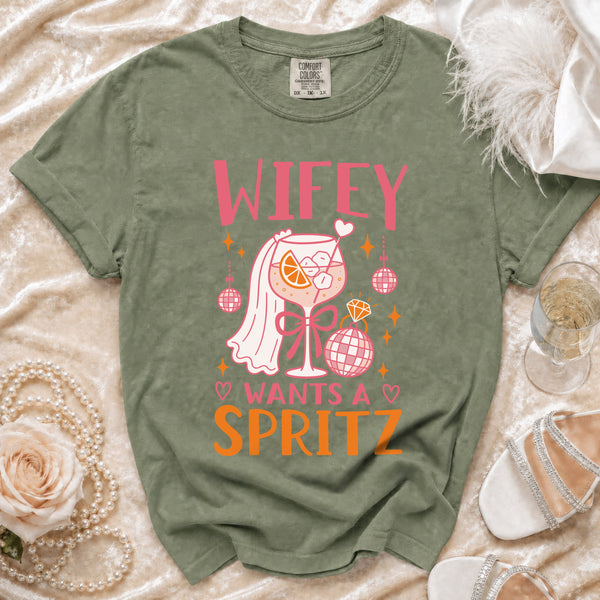 Wifey Spritz T-Shirt in Moss