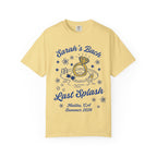 Yellow t-shirt with "Sarah's Bach Last Splash" text, ring, and pool.