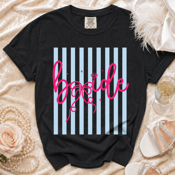 The Hot Pink Bride Script T-Shirt in Black