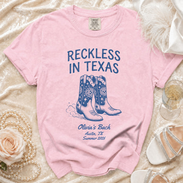 Reckless Texas Disco Cowgirl T-shirt in Blossom