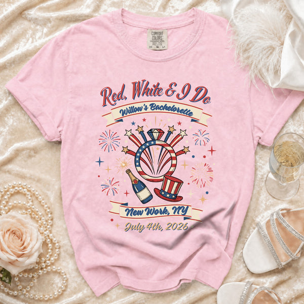 Red, White & I Do Bachelorette T-Shirt in Blossom