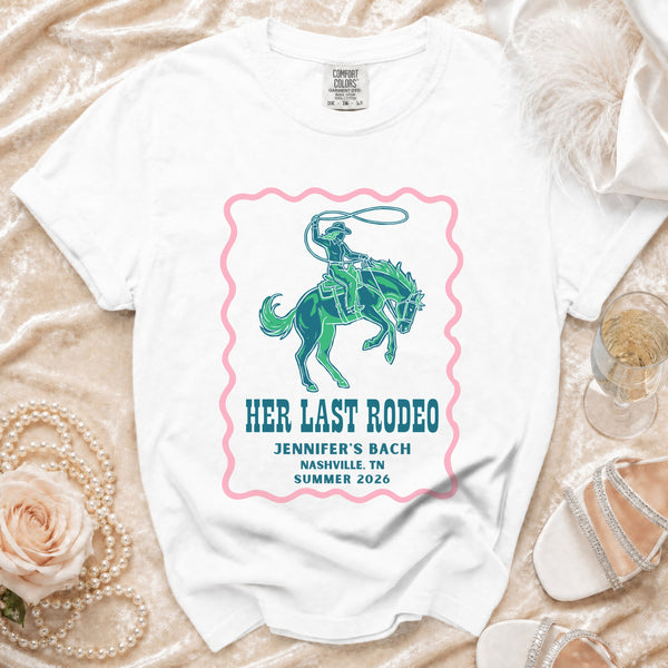 Her Last Rodeo Western Bachelorette T-Shirt in White