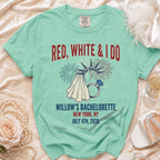 Red, White & I Do Willow's Bachelorette t-shirt, New York, July 4th, 2026.