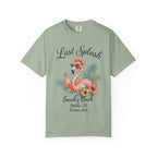 T-shirt with "Last Splash Sarah's Bach Summer 2026" and flamingo graphic.