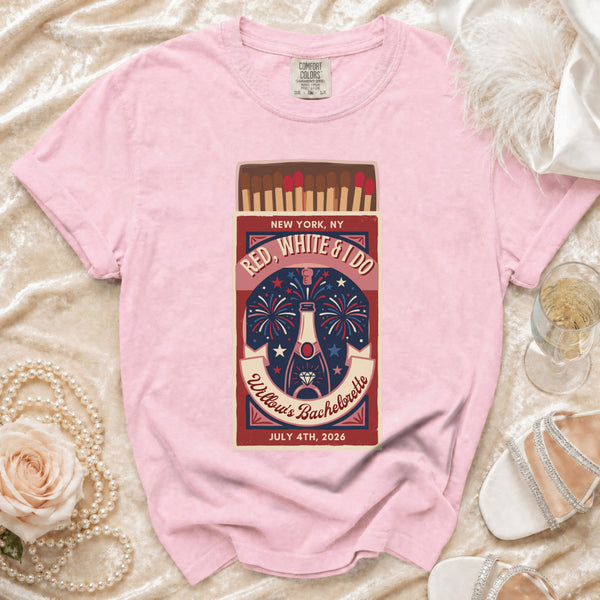 Red, White & I Do Bachelorette T-Shirt in Blossom