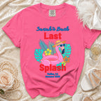 Pink t-shirt for "Sarah's Bach Last Splash Malibu, CA Summer 2026".