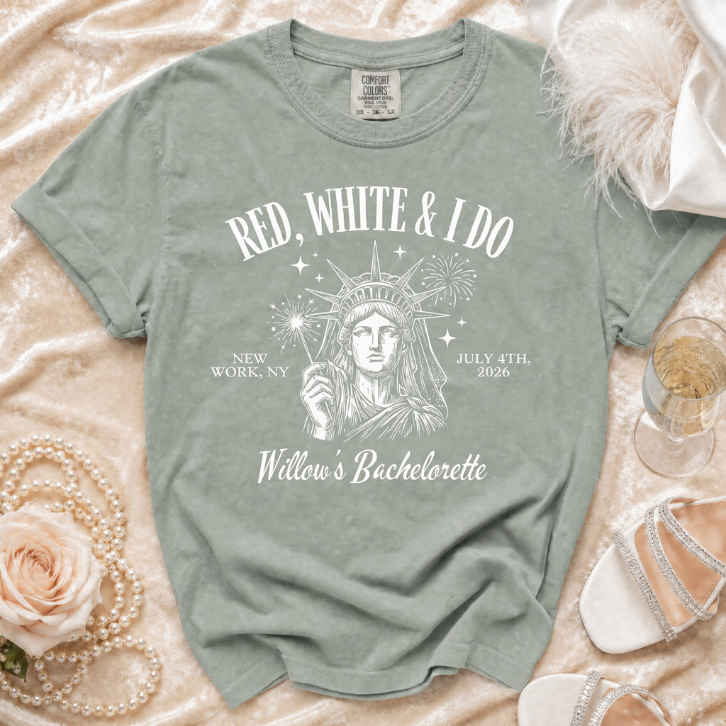 Willow's Bachelorette Liberty Statue "Red, White & I Do" tee, July 4th, 2026.