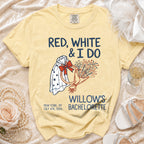 Red, White & I Do Willow's Bachelorette shirt with New York City and July 4, 2026.