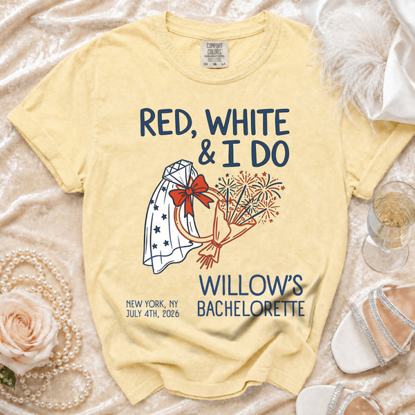 Red, White & I Do Bachelorette T-Shirt in Butter