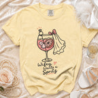 Yellow t-shirt with "Wifey Wants a Spritz" and cocktail graphic.